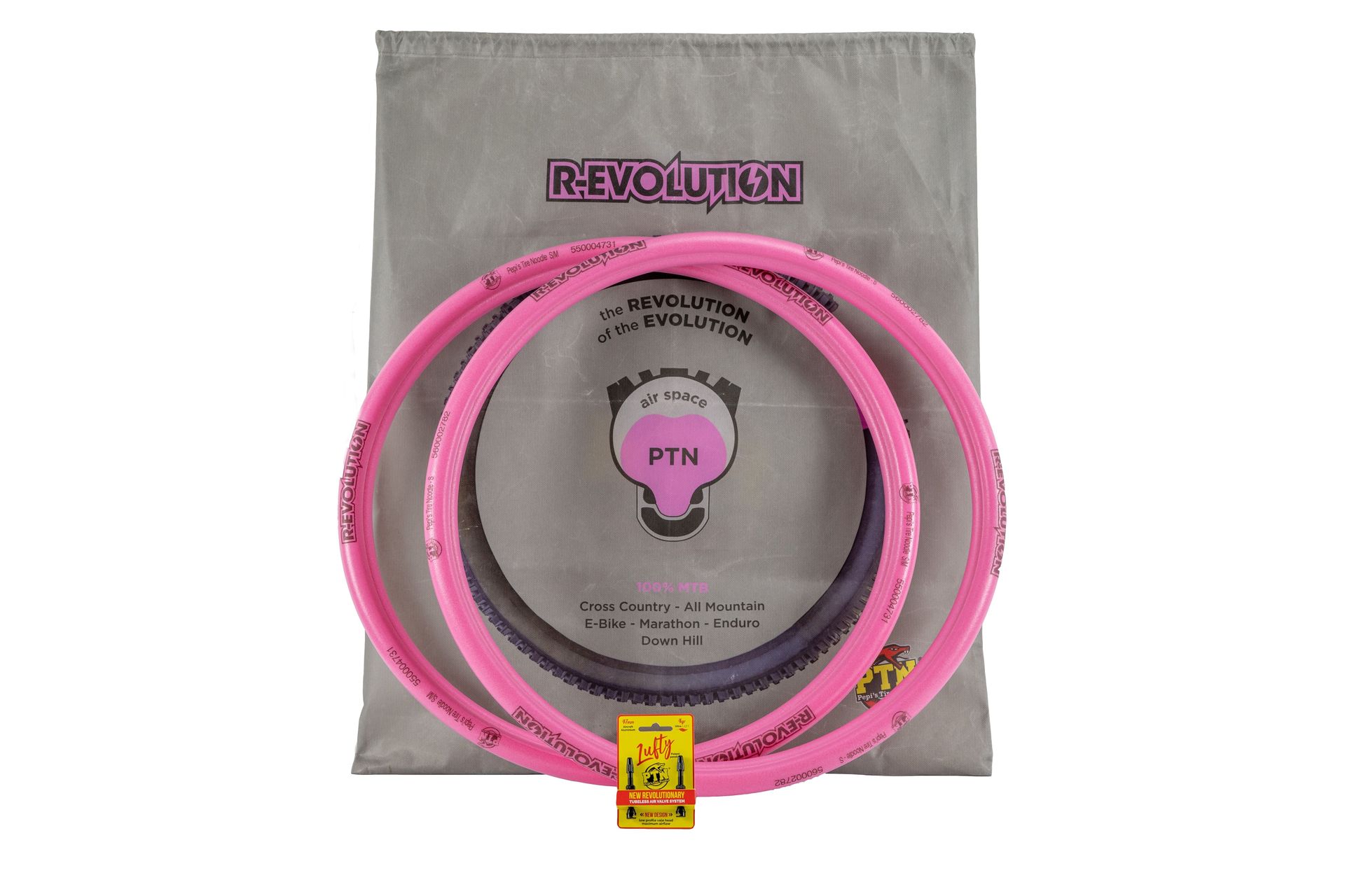 PTN Pepi´s Tire Noodle-Pepi´s Tire Noodle, R-Evolution - 2 Stk. inkl. 47mm Lufty Ventilen, M/L,  _REV001_